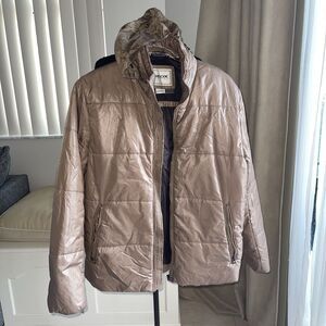 Geox Respira Down Puffer Jacket Mens Lightweight Tan Beige Sz 46 L